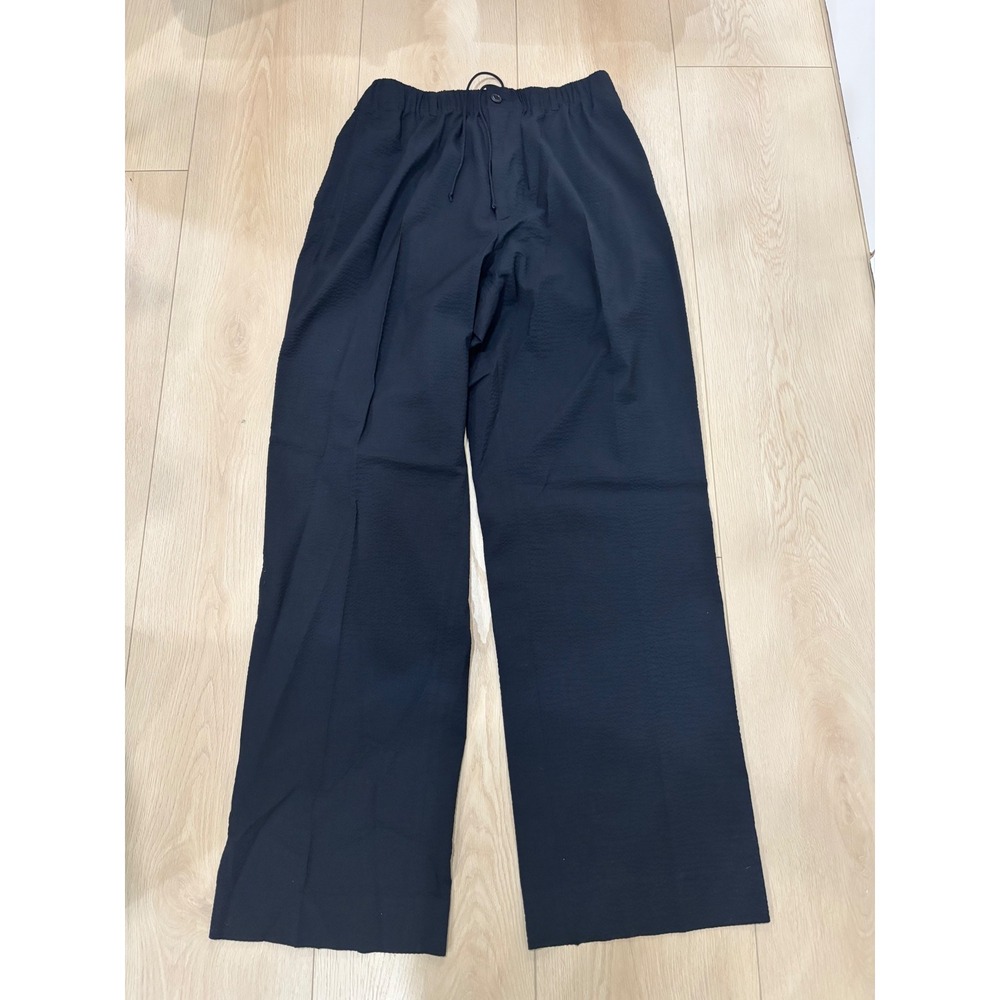 Smock Super 120s Wool Seersucker Wide Leg Drawstring Pants Mens Medium‎ Black